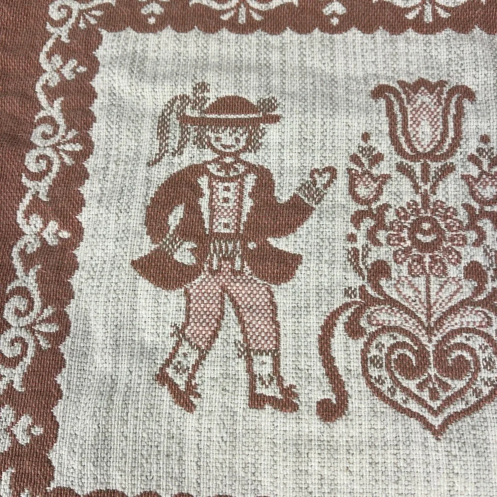 Vintage Set‎ Of 4 Austrian Placemats Pink Fringe Woven Folk Art Cotton/Linen